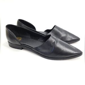 Vintage Foundry Shoes Black Leather Flats Open‎ Side